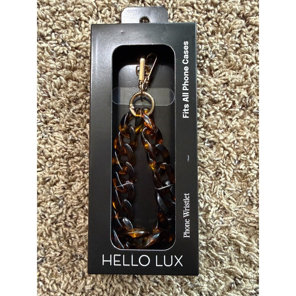 HELLO LUX Phone Wristlet Tortoise Chain Strap NEW Fits Most Phone Cases